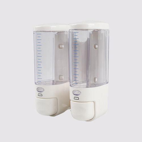 Wall-mounted plastic soap dispenser transparent double-head drip soap dispenser manual press soap dispenser X-2212S